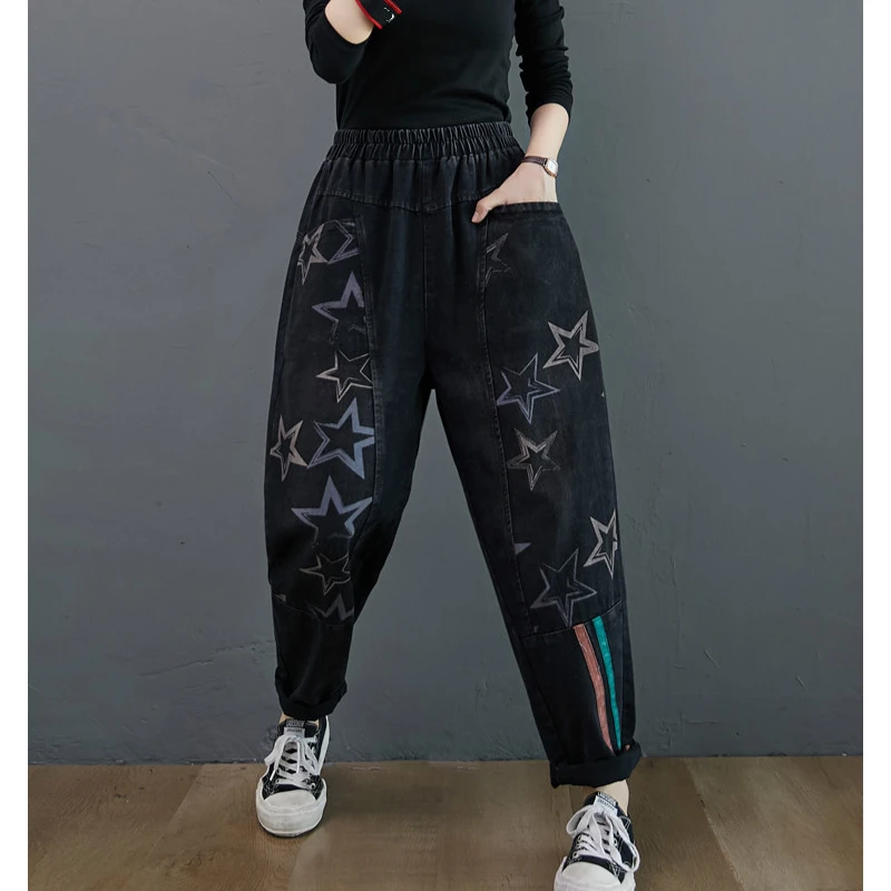 Max LuLu Nueva 2020 Diseñadora Coreana De Invierno Para Mujer De La Elástica Del Dril De Algodón Pantalones De Las Señoras Sueltas Rayas De Piel Jeans Caliente De Gran Tamaño, Pantalones Harem 0