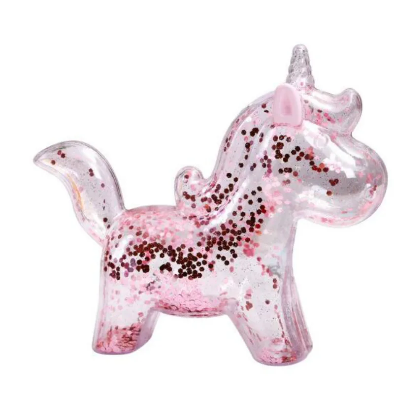 Creativo unicornio alcancía alcancía de la moneda de la hucha transparente con lentejuelas tienda de regalos a los niños de regalo de cumpleaños de los niños WF923 0