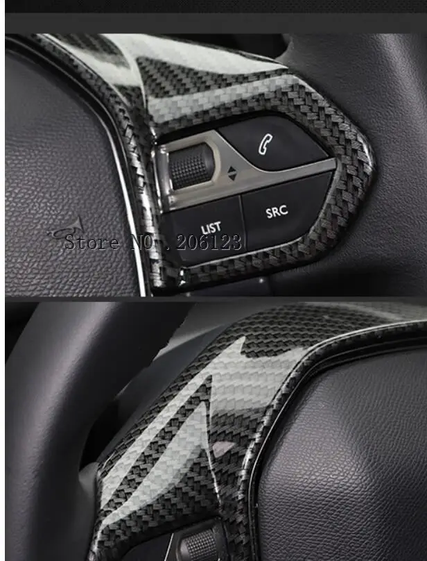 Coche Estilo Accesorios Para Peugeot 3008 GT 4008 5008 ABS de fibra de Carbono de la etiqueta engomada del volante recorte marco decorativo cubierta del 2018 0