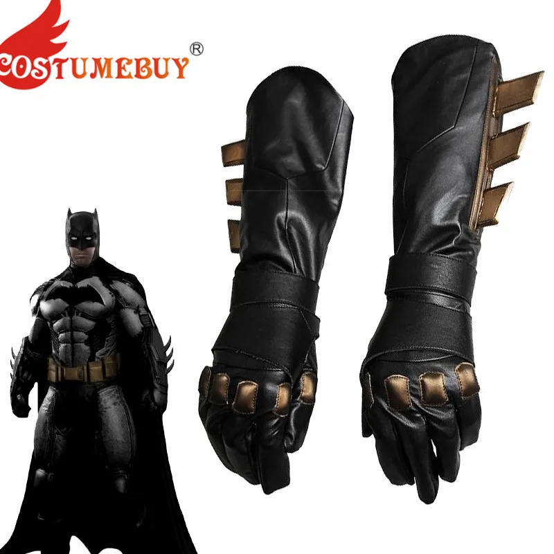 CostumeBuy Cosplay Accesorios Superhéroe v Superman Dawn of Justice guantes de cuero de Lujo de cosplay guantes Negro 0