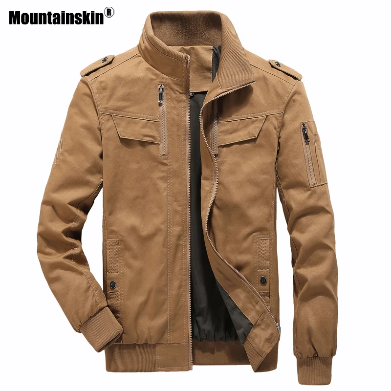 Mountainskin 2020 Otoño Nuevos Hombres de la Chaqueta de Algodón para Hombre de Color Sólido Suelto Abrigo de Moda Masculina Militar Outwear Gran Tamaño 6XL SA709 1