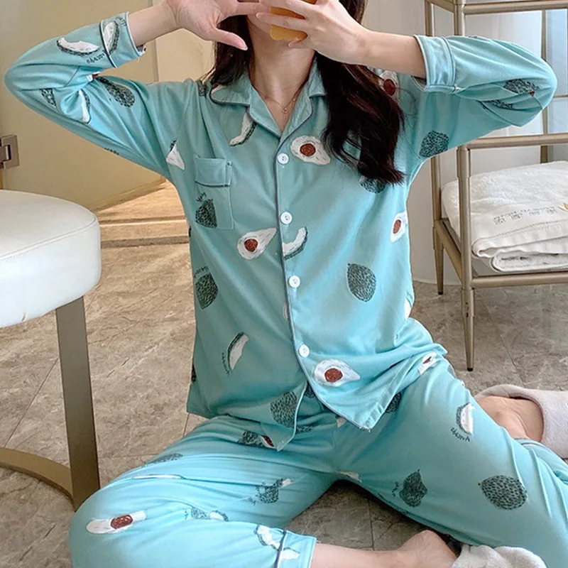 2020 Otoño de las Mujeres Conjuntos de Pijamas con Flor de Impresión de la Moda de Lujo de la Mujer de Imitación de Seda de Dos Piezas Camisetas + Pantalones Camisones Pijamas 1