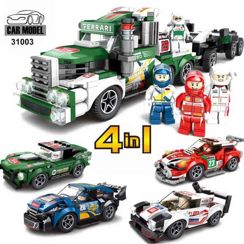 2020 Nuevos Deportes de Coches de Juguete de Construcción del Bloque 4 en 1 Modelo de Ladrillos Creador Tire hacia Atrás del Coche de Niño de Creative Assembly Juguete de Lego compatible 1