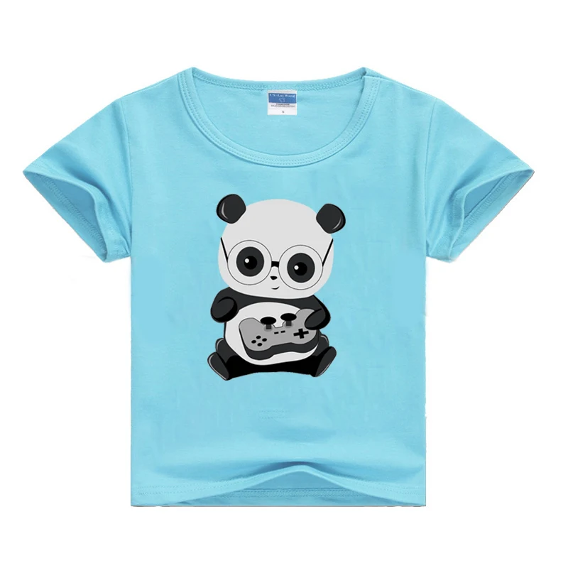 Gamer Panda Niño de las Niñas de color Rosa Camiseta de Verano de 2020 T-Shirt para los Niños de la Impresión de la Camiseta de la parte Superior Camisetas de Manga Corta de Niña Camiseta de Niño del Bebé 1
