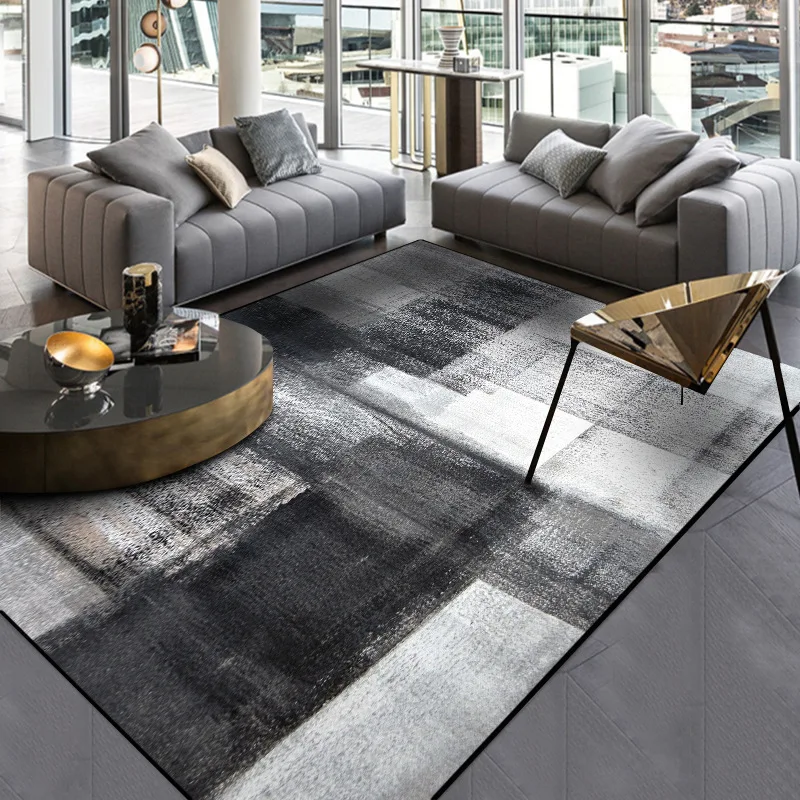 Con estilo sencillo y moderno abstracto de tinta China negra gris dormitorio puerta de la cocina estera del piso de la sala de mat alfombra puede ser personalizado 1