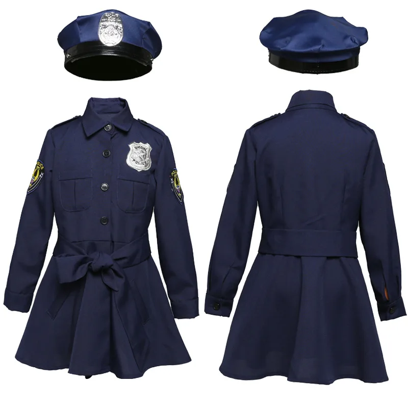 Las niñas oficial de la Policía de traje de cosplay de halloween para niña de Carnaval, disfraces Encantadores de la Policía de Uniforme de las Niñas Slim de la Policía de la Falda 1