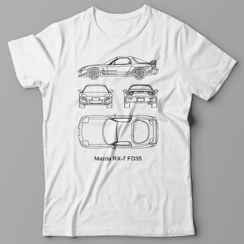 T-Shirt De Moda Hombres, Ropa Cool T-Shirt Plan De Acción - Mazda Rx-7 Fd3S, Técnico De La Camiseta, Jdm Driftcasual De Algodón T Camisa 1