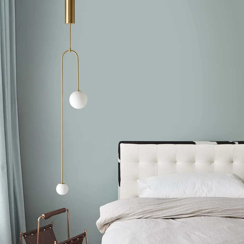 Nórdicos creativo de diseño moderno comedor dormitorio mesilla de noche de luces colgantes de oro de una sola lámpara colgante geométrico de la línea de luz de la luminaria 1