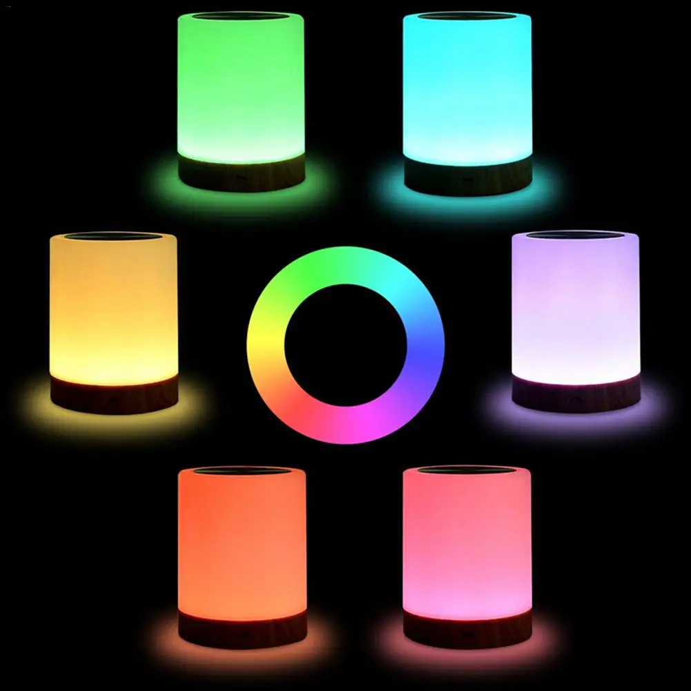 6 Colores de Luz ajustable LED de colores Innovadores Grano Rechargeble la Lamparita de la Tabla de Cabecera de Enfermería de la Lámpara de la Respiración Toque de luz 1