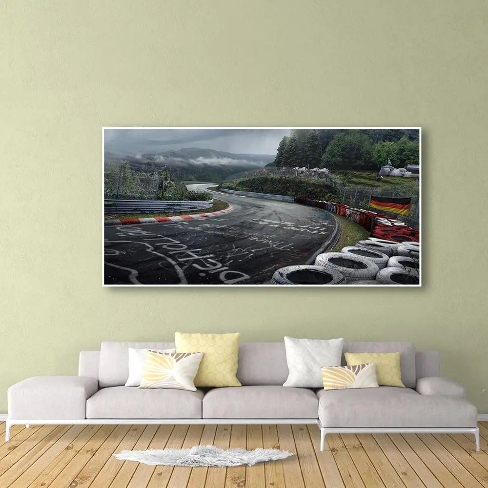 Arte de la pared Cartel de Nurburgring Rally de la Carretera de los Deportes de Pista del Coche de HD de Impresión de la Lona Pintura del Paisaje Forestal Sala de estar Decoración para el Hogar en la Imagen 1