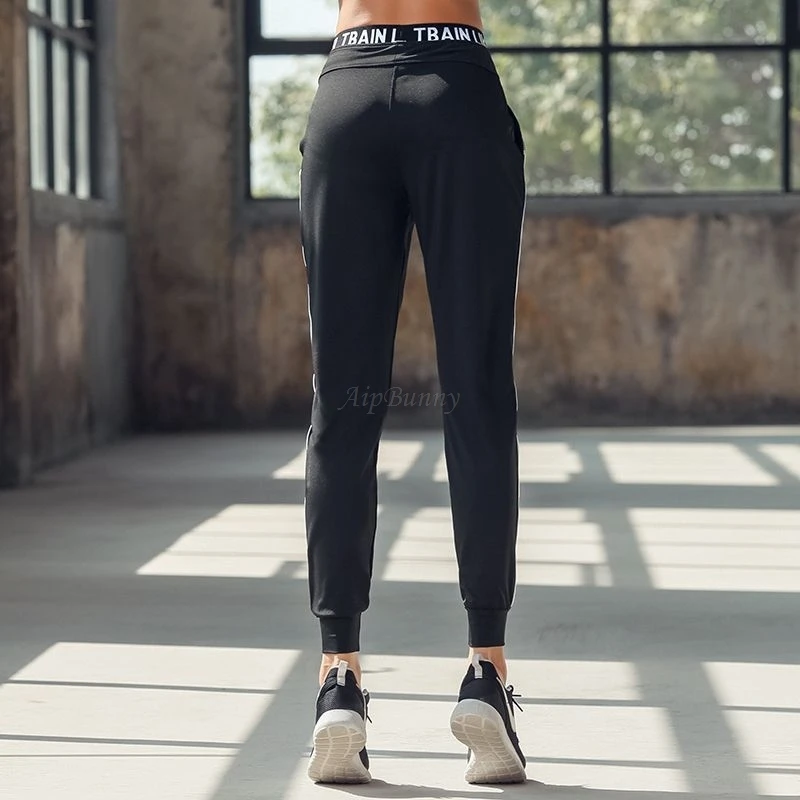 2019 Moda Casual pantalones de Chándal, Pantalones Lado de la Raya de las Mujeres pierden Elástico de la Cintura de la ropa Deportiva para LA Mujer Pantalones de Nuevos Fondos de femme pantalones 1