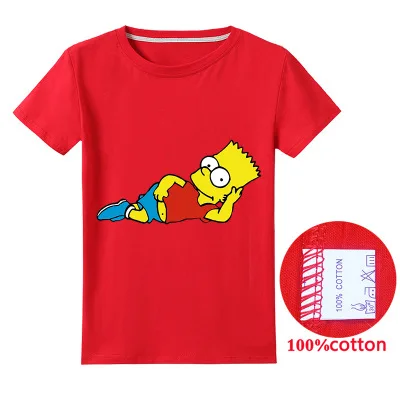 2020 Niños de Manga Corta T-Shirt de la Primavera Verano Algodón Camiseta de los Niños de dibujos animados de Los Simpsons Camiseta de Niñas de 2 a 15 años Niños Ropa 1