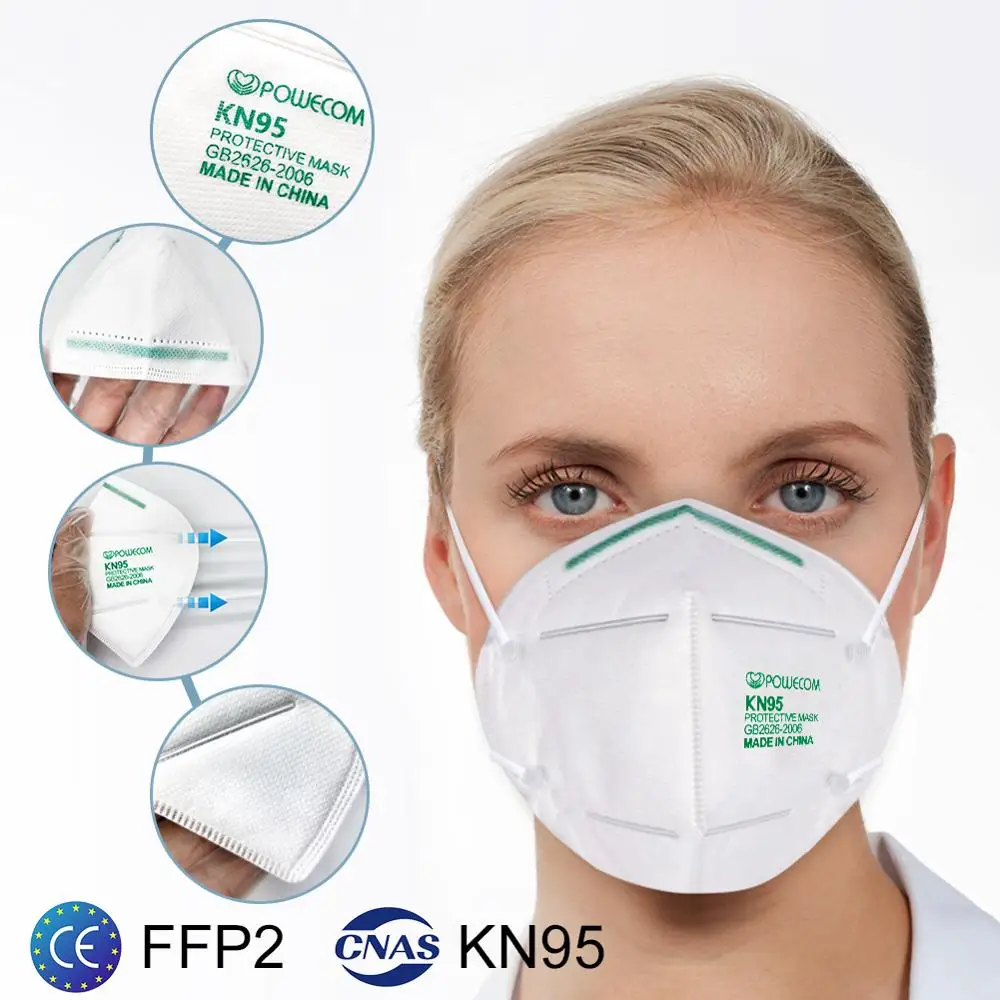 POWECOM 4 Filtro de la capa de KN95 Máscara Protectora, Máscara bucal de Seguridad Reutilizables de la Máscara de la Cara BFE 95% FFP2 Anti-polvo de la Niebla 10/20/30/50 Pc 1