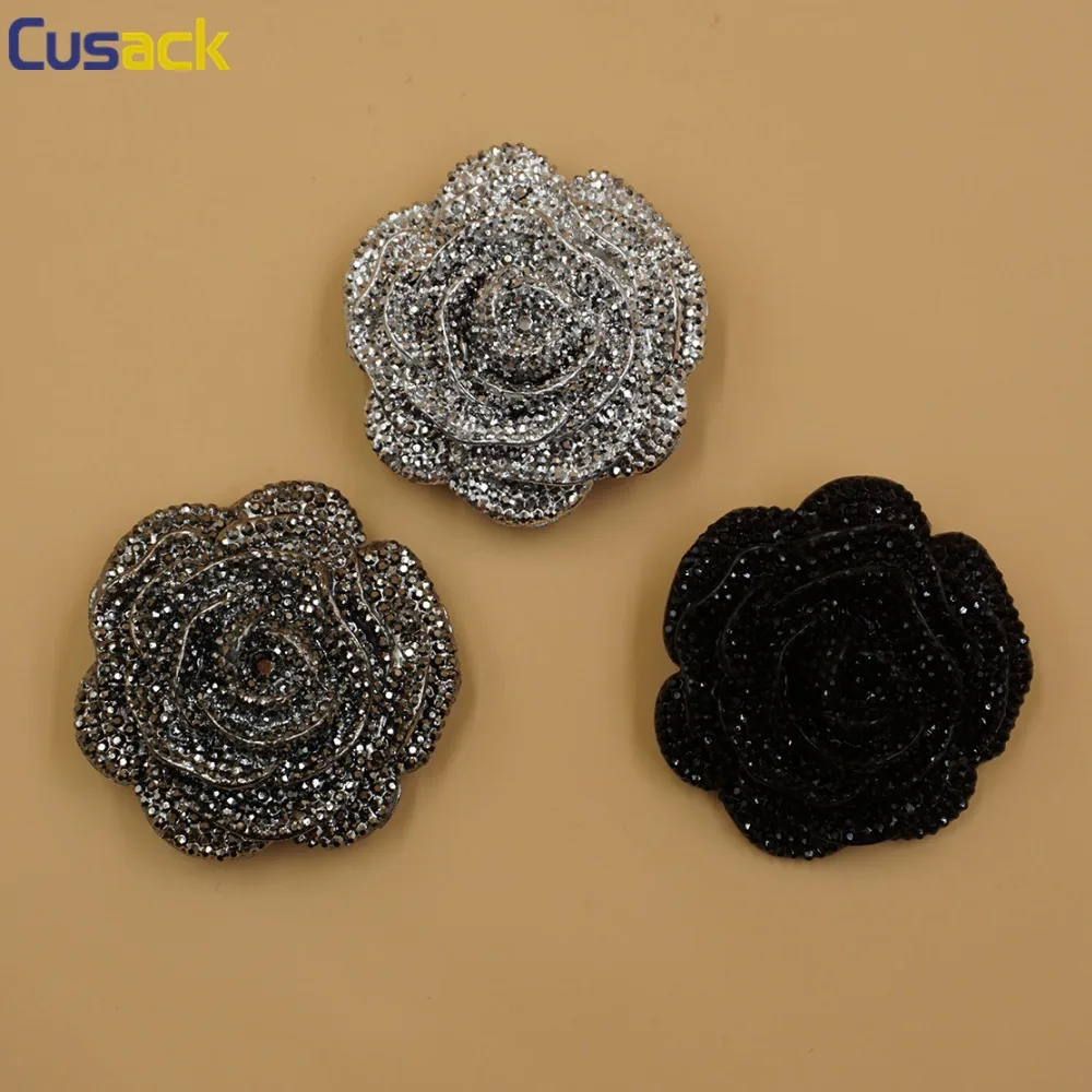 Cusack 5 pcs 4.5 cm Rosa de diamantes de Imitación de Mango Botones de Plástico para los Abrigos Ropa Oscura de Plata Negro de Plata Accesorios de Costura 1
