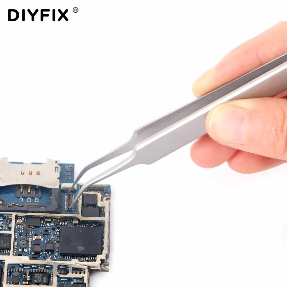 DIYFIX Ultra Precisión Pinzas de Acero Inoxidable Curvado Pinzas Alicates con Punta Fina 1