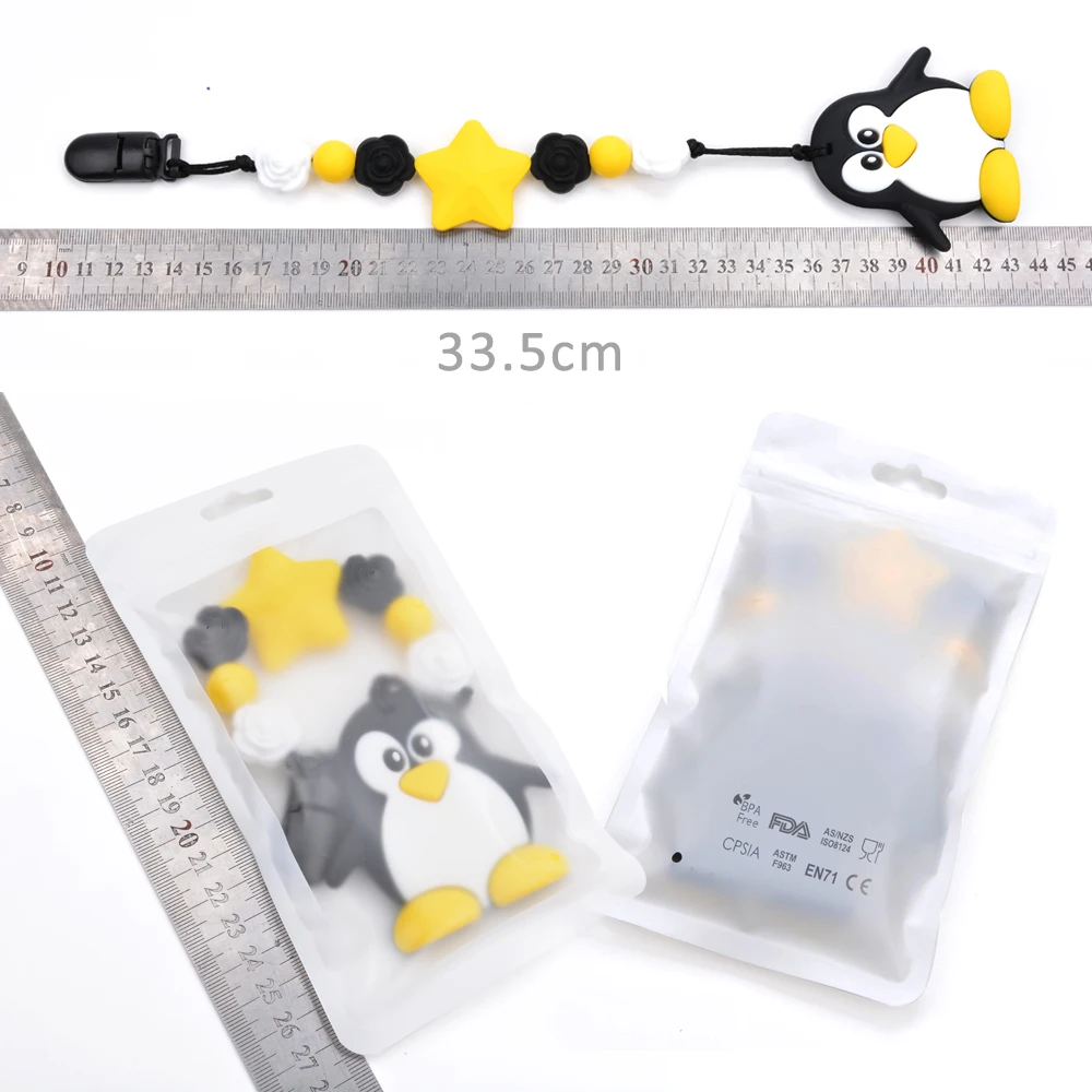 De silicona de Juguete Penguin Libre de BPA de Enfermería Suave y Corta la Cadena Colgante Collar de Flores de Perlas Portador de la Seguridad del Bebé Titular de Accesorios 1