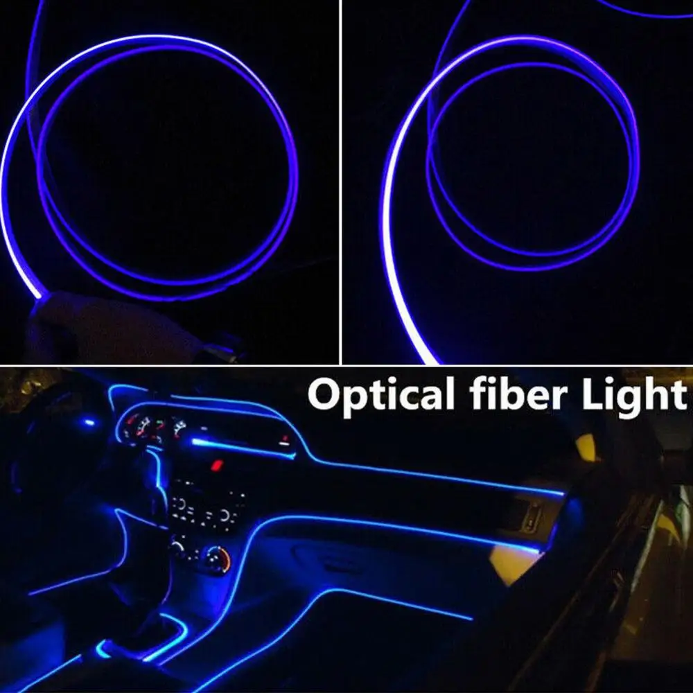 4 Metros Coche de Iluminación Interior LED Auto Tira de la Cuerda de Alambre Ambiente Decorativo Lámpara Flexible de BRICOLAJE de Fibra Óptica de la Puerta de la Lámpara de las Luces 1