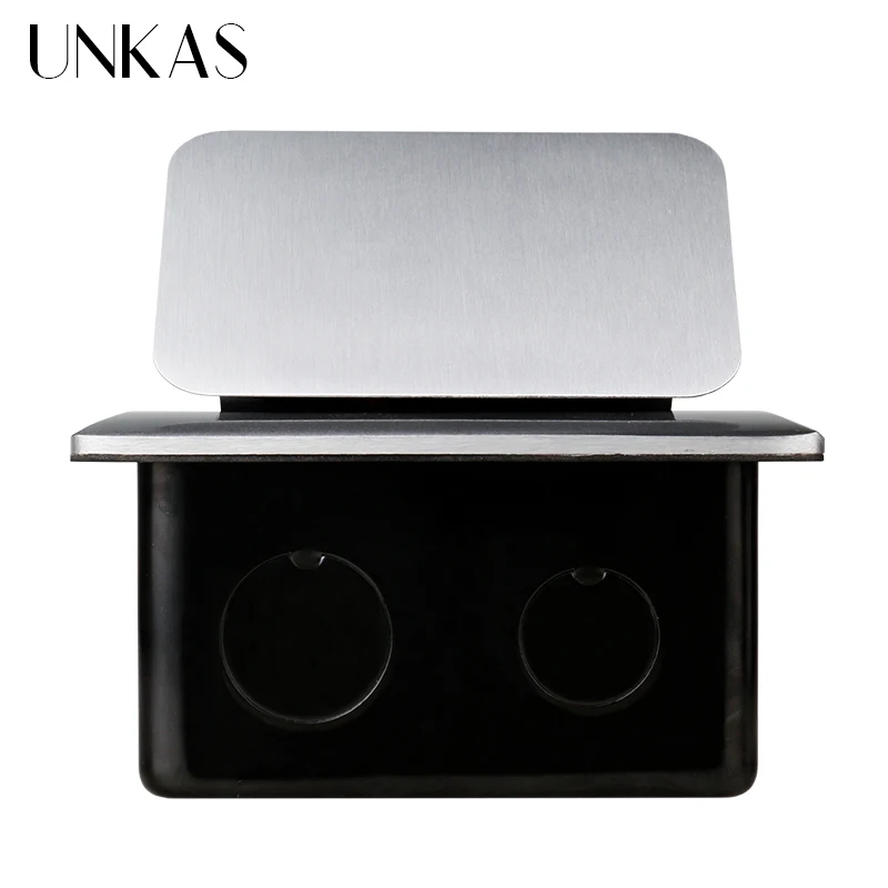 UNKAS de Aluminio Panel Negro 16A Pop en el Piso Zócalo Rusia España UE la Tabla Dual de la Alimentación por USB de Salida 1