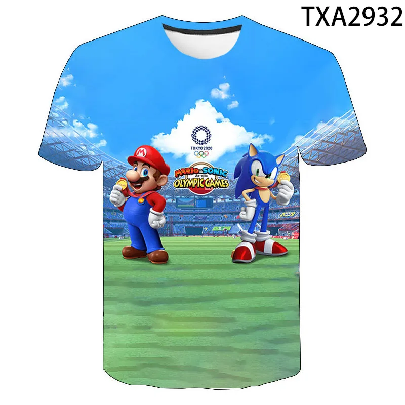 De dibujos animados de Anime Mario Sonic The Hedgehog 3D Camiseta de Hombres, Mujeres y Niños de Verano Niño Niña Niños T-Shirt de Tokio 2020 Tops Camisetas Cool 1