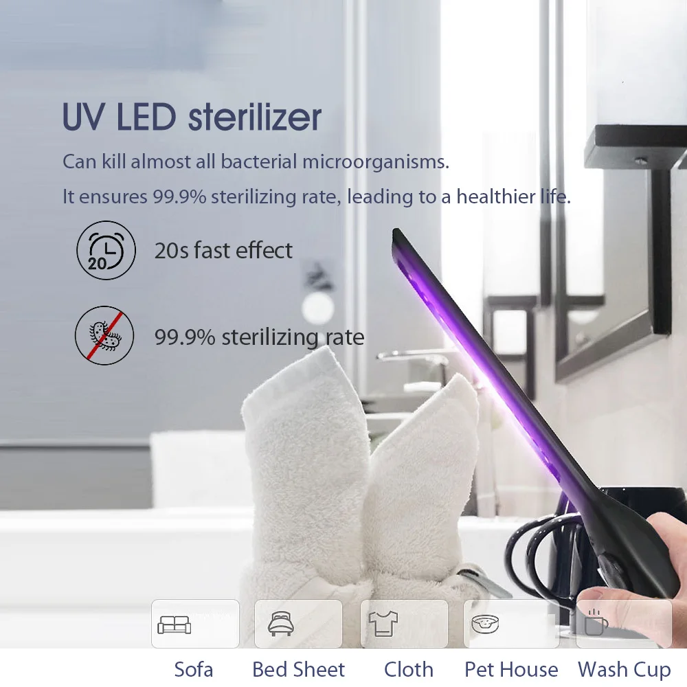 Esterilizador ULTRAVIOLETA de la Luz de la Esterilización de la Lámpara Recargable de Mano de Desinfección UV de la Lámpara Ultra-UV de la Lámpara Para el Hogar la Oficina de Viajes de Negocios 1