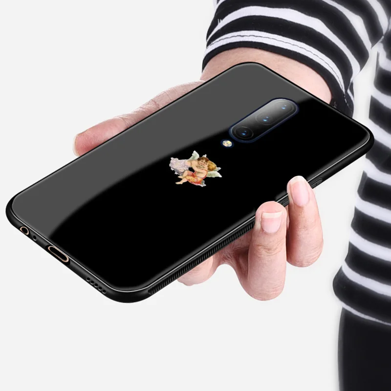 Ángel estética Pastel de TPU suave de silicona de cristal templado de la caja del teléfono de la cubierta de shell suave coque Para OnePlus 6 6T 7 7T Pro 1