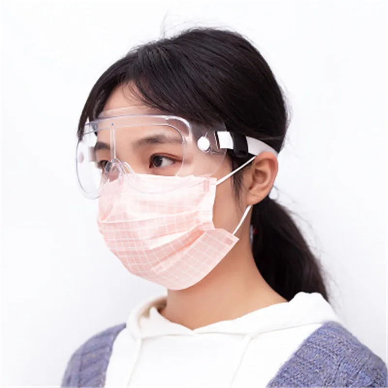 1PC gafas +máscara de Proteger combinación Ajustable Anti Gota de Polvo, a prueba de aceite de Cara Completa de la Cubierta de la Mascarilla con Visera gafas de Escudo de sombreros 1