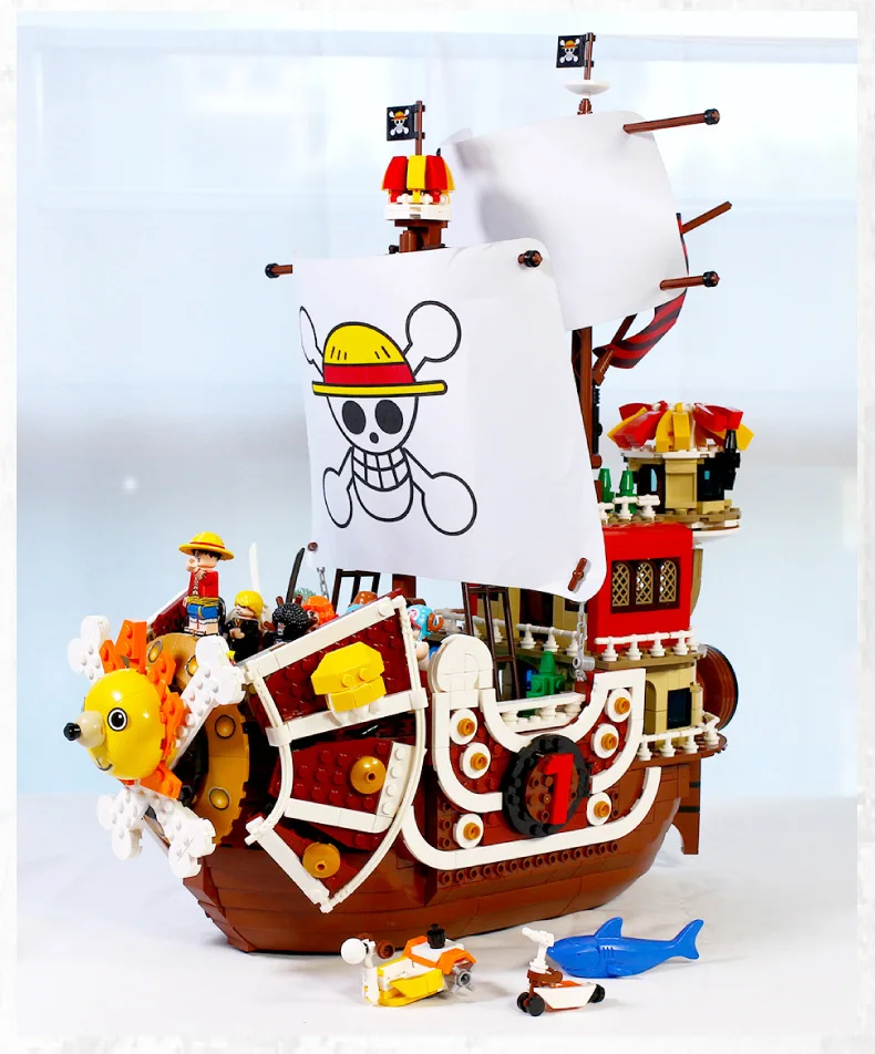 Sembo 1484pcs anime one piece el barco de los piratas thousand sunny barco de luffy figura de acción de bloques de construcción de Juguete para los Niños Regalos sy6298 1