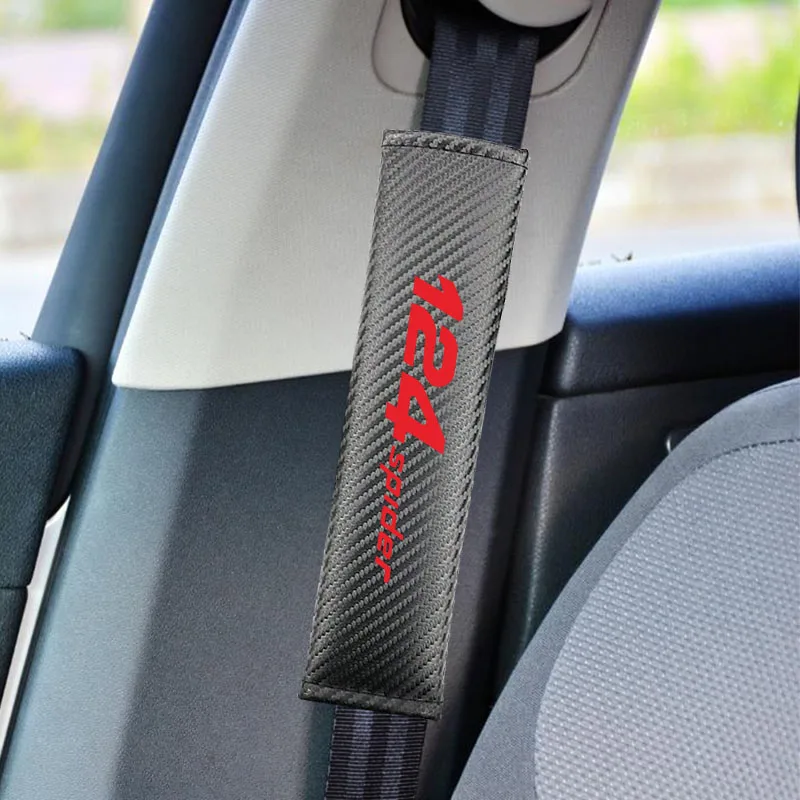 Cinturón de Seguridad del coche de la Cubierta Para el Fiat 124 Spider de Fibra de Carbono Textura Cinturón de seguridad de Vehículos de Cojín de la Protección de los Accesorios del Coche de Interior 2Pcs 1