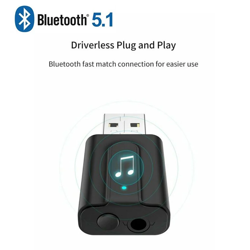 Dos En Uno Bluetooth 5.1 USB Bluetooth Transmisor Y el Receptor de Televisión, Equipo de Audio Inalámbrico Bluetooth USB, Adaptadores de 1