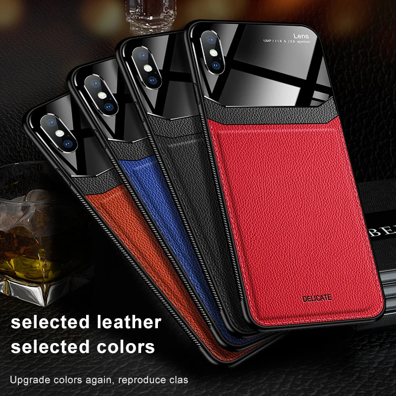 Caja del teléfono Para el IPhone 12 de Negocios Sólido de color de la Piel patrón de Cuero de Lujo del IPhone 11 Pro Max X XS XR 8 7 6 Plus Cubierta de los Casos 1