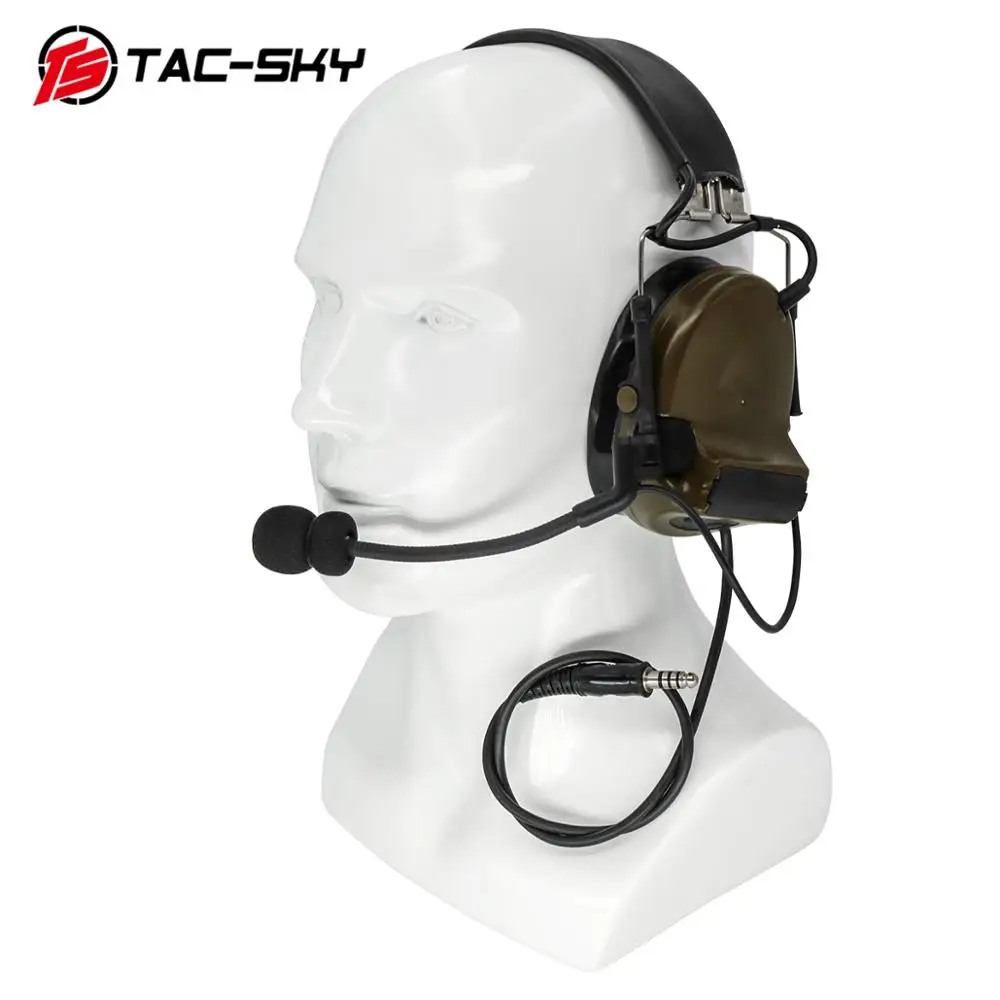 TAC-CIELO COMTAC II de silicona orejeras audiencia de reducción de ruido de recogida táctica militar auricular FG+ U94 Kenwood plug PTT 1