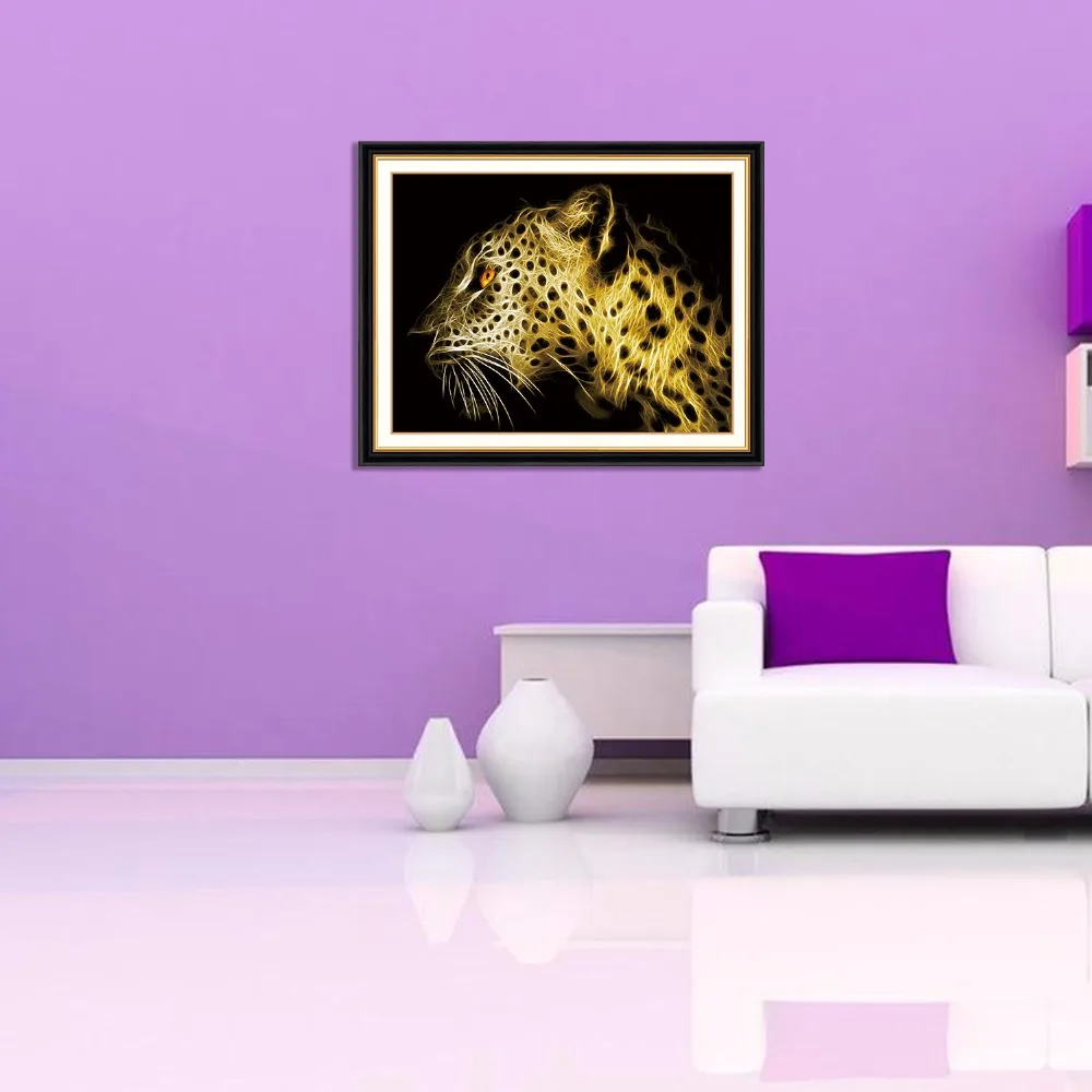 Leopardo 5D BRICOLAJE Diamante de Lleno a la Pintura de la Ronda de Perforación AB Resina Bordados de Animales Mosaico de Arte de diamantes de Imitación de Pegatinas Decoración casera de la Pared 1