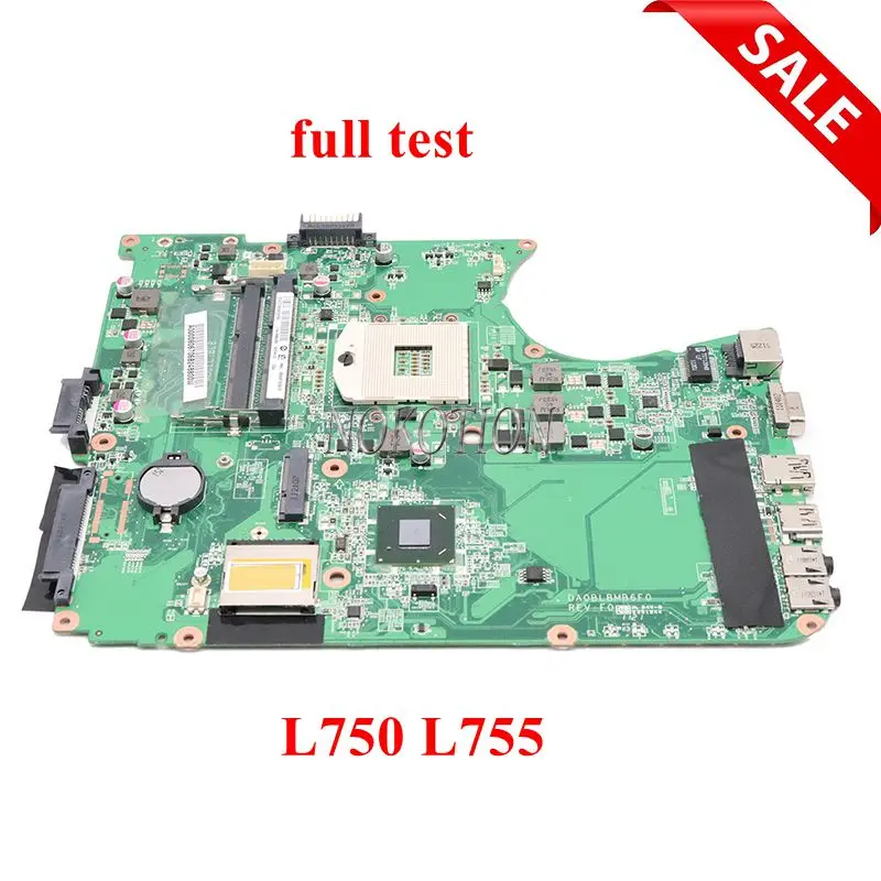 NOKOTION de la placa base del ordenador Portátil para Toshiba Satellite L750 L755 Placa base Compatible para A000080670 DA0BLBMB6F0 HM65 DDR3 de prueba completa 1