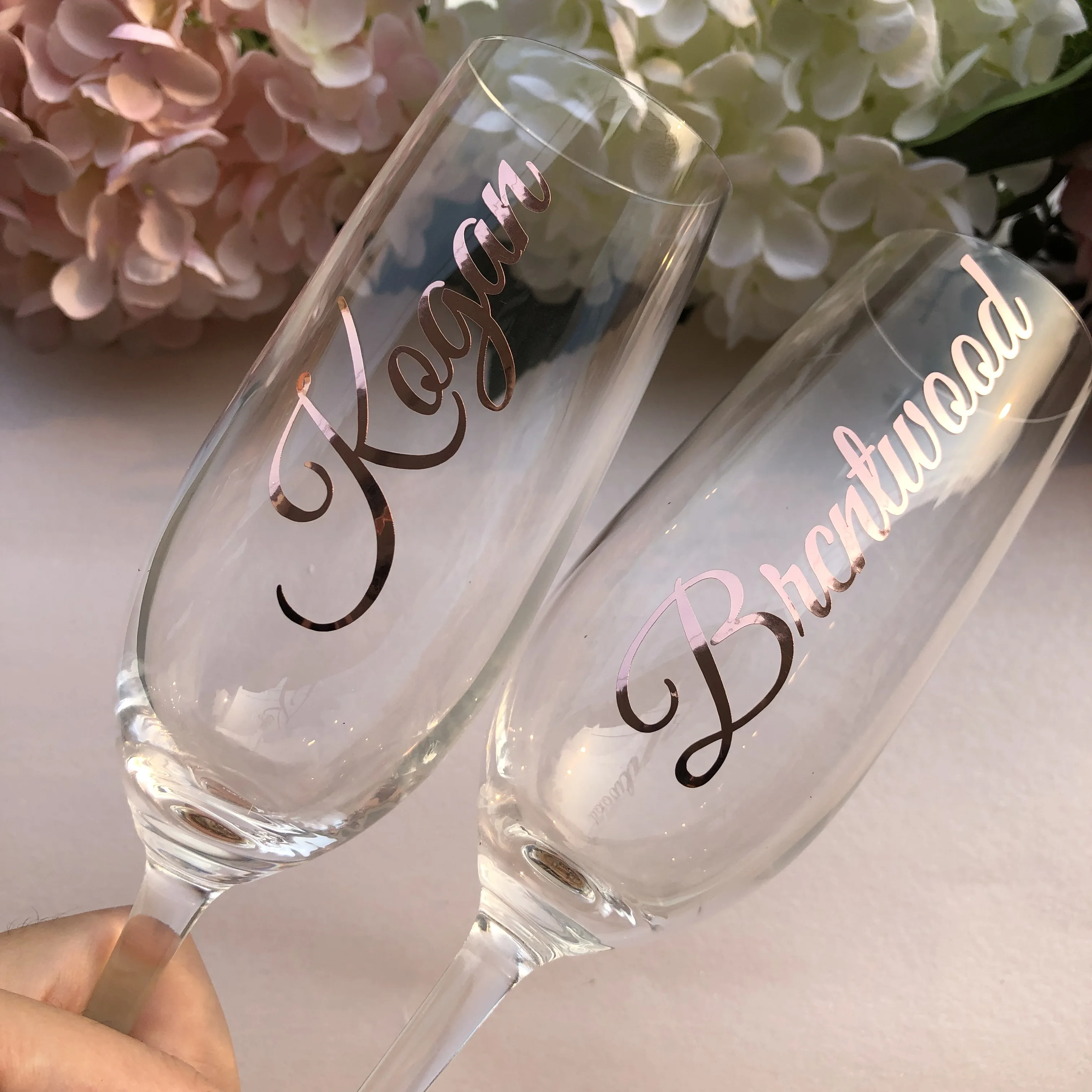 Personalizado de dama de honor de oro Rosa de Calcomanía Etiqueta de nombre para la Fiesta de Boda flautas de champán copas de vino Personalizadas gafas de nombre de Pegatinas 1