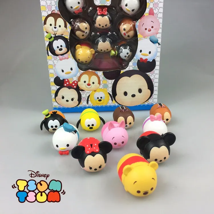 Disney Tsum Tsum 10pcs/Lote de 3.8 cm Con Caja Lindo Mini Donald Mickey Winnie Juguetes Lindo Tsum Tsum Para Navidad a los Niños de Regalo Juguetes 1