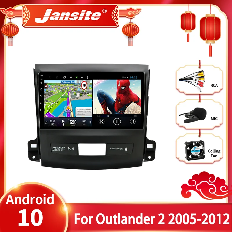 Jansite Android 10 de la Radio del Coche para Mitsubishi Outlander Xl 2 CW0W 2005-2012 Multimedia Reproductor de Vídeo 2din GPS DVD equipos de sonido de la Unidad principal 1