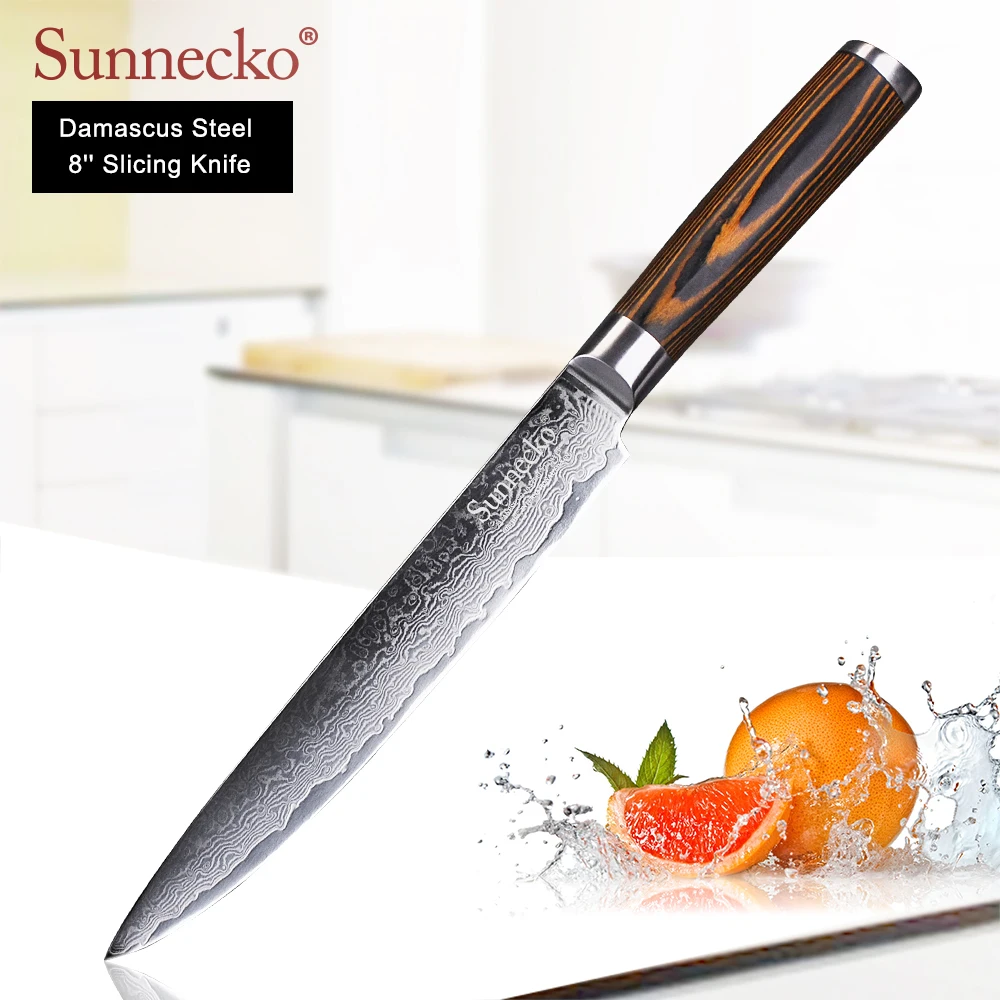 SUNNECKO Damasco Chef Santoku cuchillo de cocina Acero Japonés VG10 Hoja de los cuchillos de cocina de Madera de Pakka Afilados de la Carne de la Fruta Fresa 1