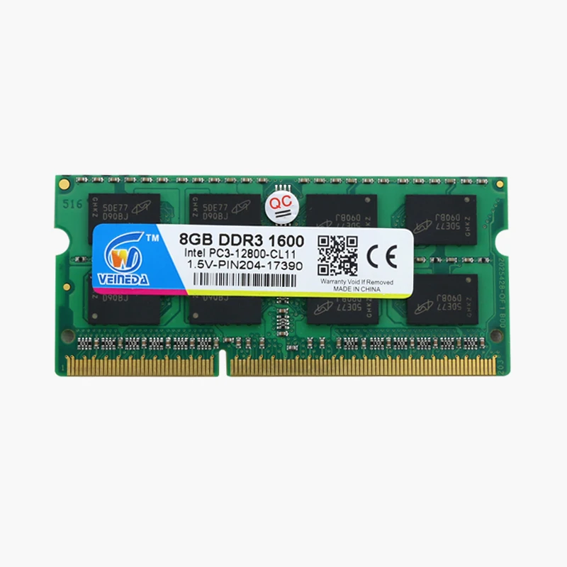 VEINEDA Ram ddr3 de 2gb 2*4 gb 8 gb de Ram Sodimm ddr3 4gb 1600 PC3-12800 Compatible con memoria ddr3 a 1333 1066 mhz 1.5 V 204pin Para Intel AMD Portátil 1