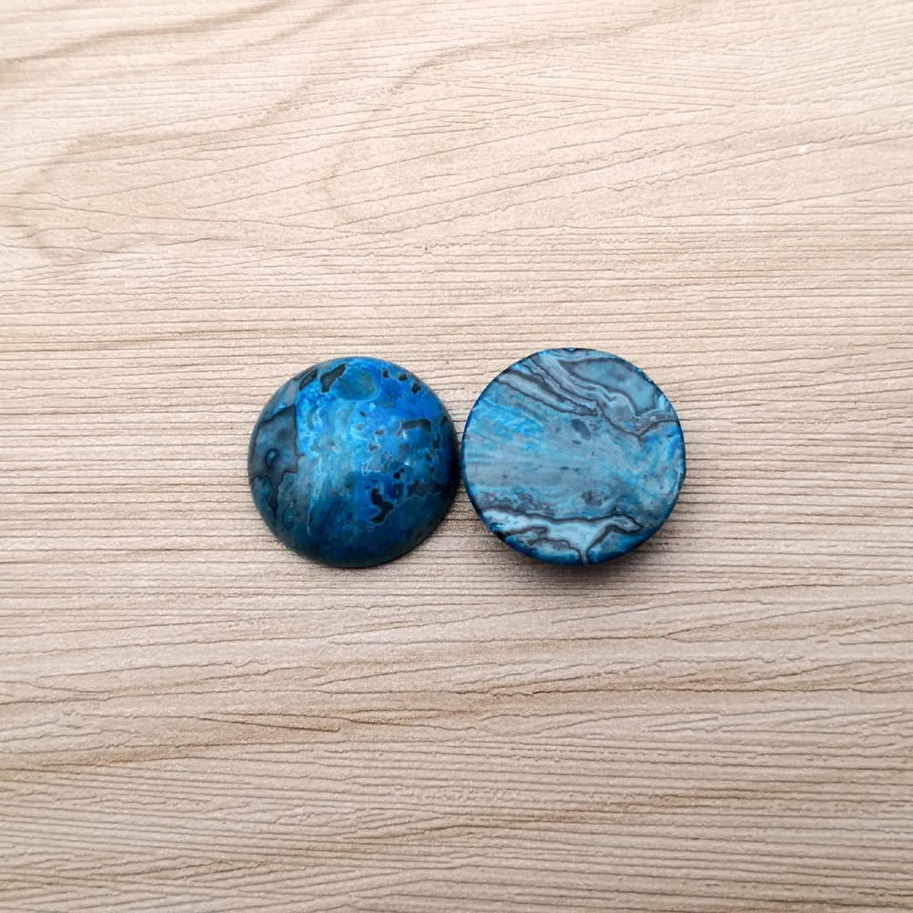 10pcs azul ágatas 25 MM redonda Cabujón Piedra Natural Bolas para el DIY de la Joyería Collar de Buena calidad anillo Aretes ningún agujero 1