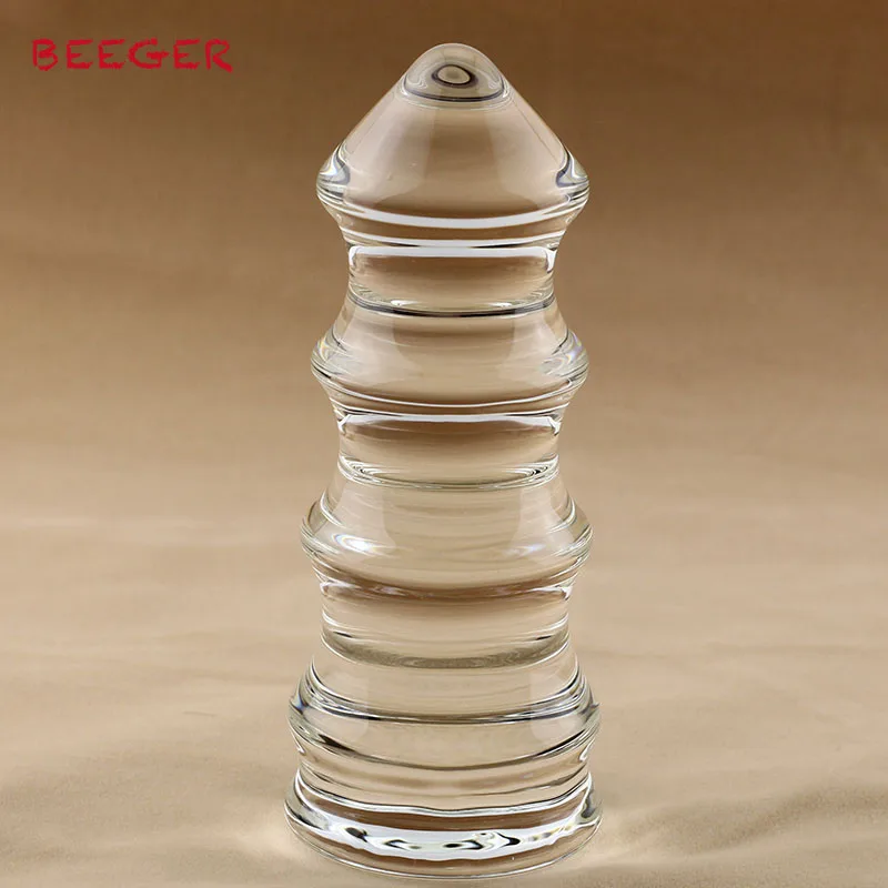 BEEGER pagoda tipo de vidrio transparente bolas anales butt plug punto g en el ano dilatador estimulador consolador de grandes anal tapones,3 tamaño de elegir 1