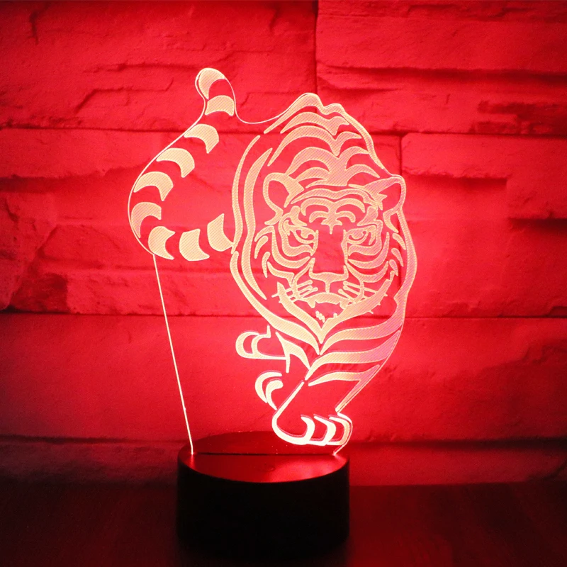 3D LED Luz de la Noche del Tigre Venir a Usted con 7 Colores de Luz para la Decoración del Hogar de la Lámpara Increíble Visualización Ilusión Óptica Impresionante 1