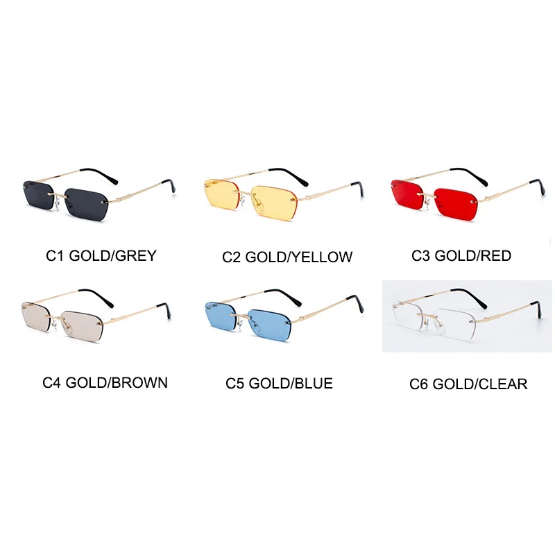 OEC CPO de la Moda de las gafas sin Montura Gafas de sol de las Mujeres de la Vendimia de la Marca de las Señoras del Diseño Transparente de la Lente de gafas de Sol Para Mujer Rectángulo UV400 O94 1