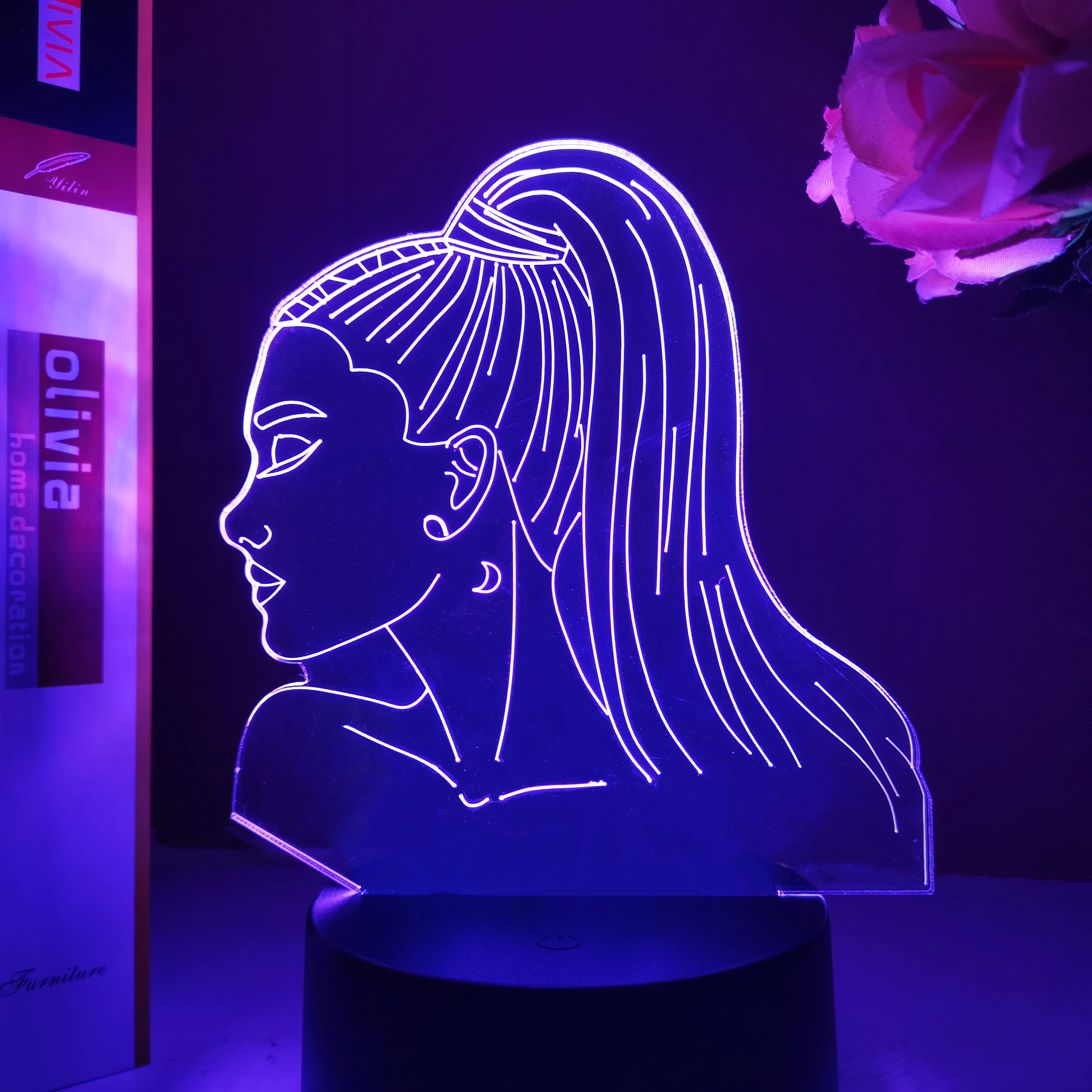 3d Luz de la Noche la Cantante Ariana Grande Regalo para los Fans del Dormitorio de la Decoración de la Luz Led Táctil Usb de la Tabla de Color de la Lámpara a Batería Luz de la Noche 1