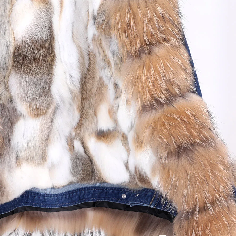 Super corto dril de algodón de cuello de piel de zorro de piel de conejo forro extraíble de moda chaqueta de abrigo chaqueta casual 1