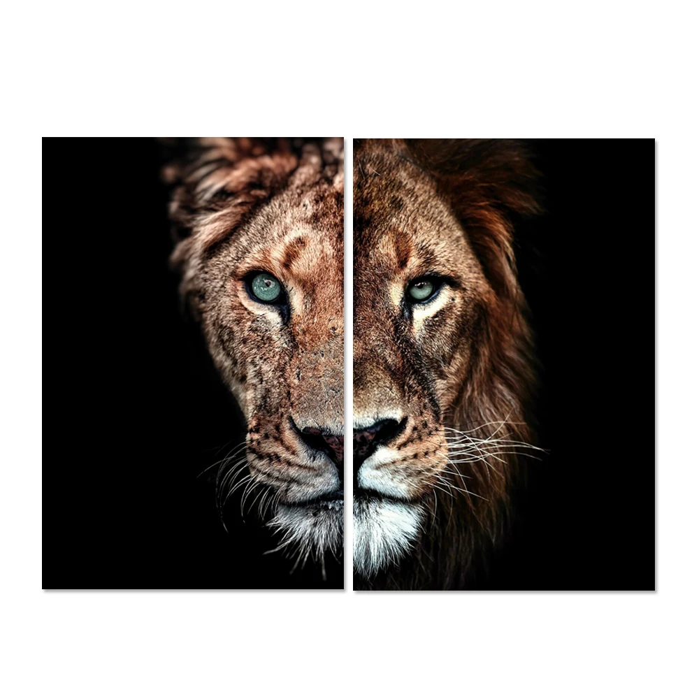 El león y la leona Lienzo Pinturas En La Pared de Arte Moderno Decorativo Posters Y las Impresiones de la Lona de Arte Fotos de Animales por Habitación 1