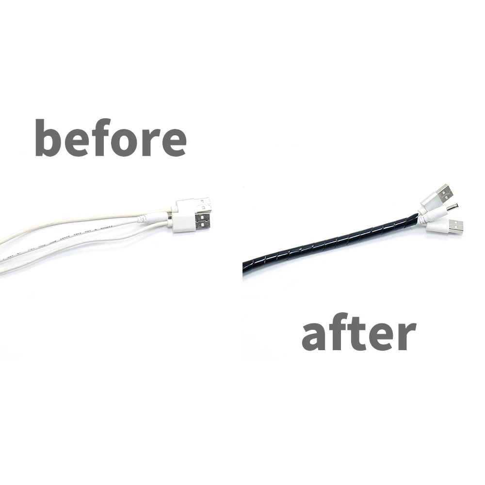 6mm de Cable aislante de tubo en espiral en blanco y Negro subproceso de gestión de Cable del dispositivo de manga arnés de cables de la manguera de liquidación de la tubería 1
