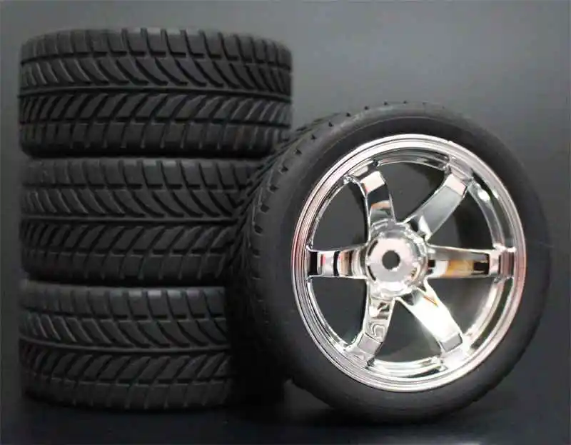 4pcs RC Neumáticos para 1/10 de Plástico y Ruedas de 26 mm de Espuma de Insertar En Carretera Coche HPI HSP Piezas de Repuesto 706 1