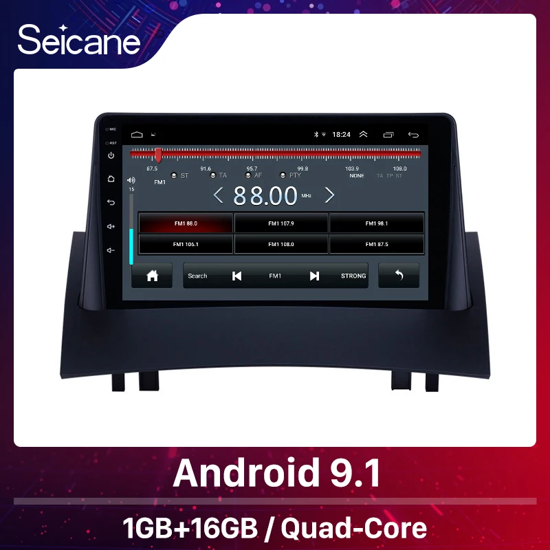 Seicane de 9 pulgadas Android 9.1 Coche reproductor Multimedia con pantalla Táctil HD Radio GPS para el año 2004 2005 2006 2007 2008 Renault Megane 2 1