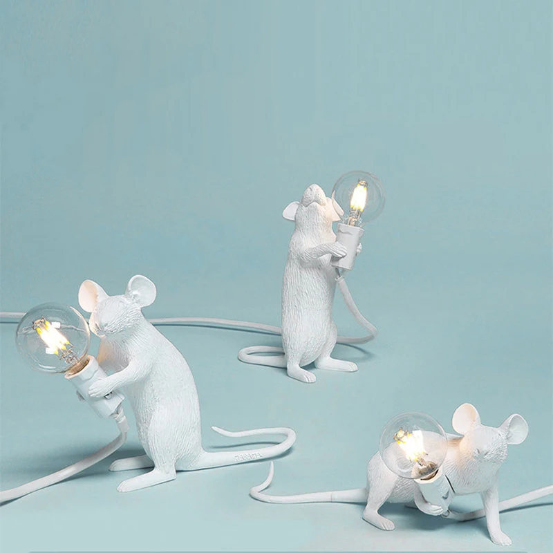 ASCELINA Moderna de la Resina del Ratón Lámpara de Mesa LED E12 ratón Lámparas de Mesa Escritorio Nórdicos Niños Decoración de la Habitación de LED de Luces de la Noche EU/AU/US/UK Plug 1