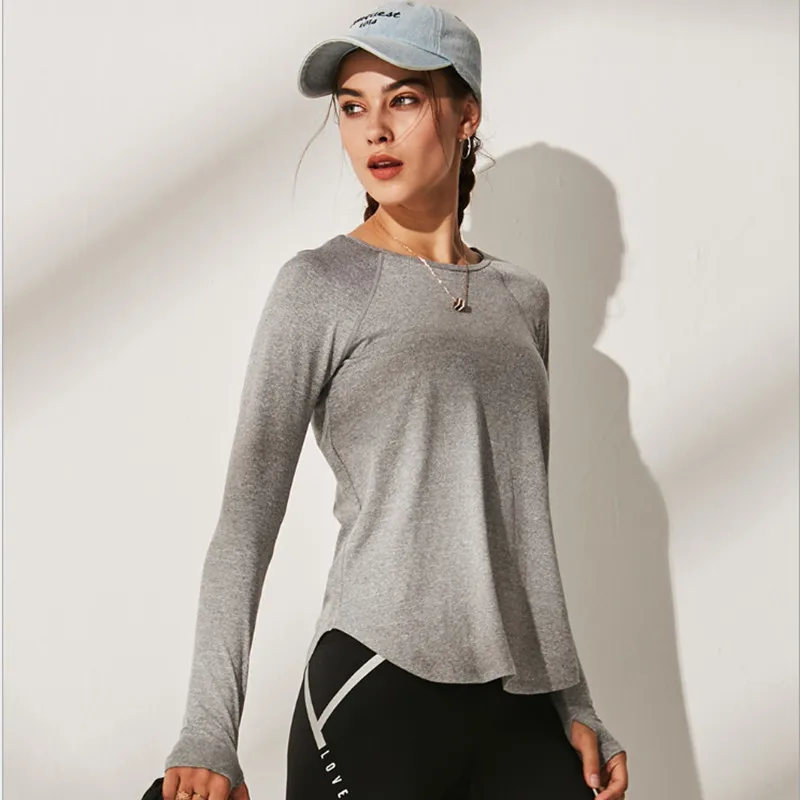 Otoño de ropa de Gimnasio Transpirable ropa de deporte Mujer Camiseta Top de Yoga de secado Rápido con Camisa Gimnasio Sport Camiseta de manga Larga 1